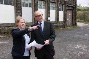 Councillor Amanda Chadderton, Cabinet Member for Education, Employment and Skills at the Diggle site today discussing plans with Matthew Milburn, Headteacher of Saddleworth School